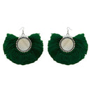 Jeweljunk Green Thread Silver Plated Earrings - 1308350C