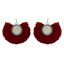 Jeweljunk Maroon Thread Silver Plated Earrings - 1308350D