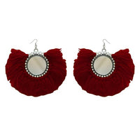 Jeweljunk Maroon Thread Silver Plated Earrings - 1308350D