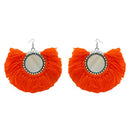 Jeweljunk Orange Thread Silver Plated Earrings - 1308350F