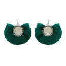 Jeweljunk Green Thread Silver Plated Earrings - 1308350G
