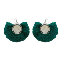 Jeweljunk Green Thread Silver Plated Earrings - 1308350G