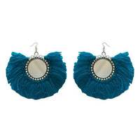 Jeweljunk Blue Thread Silver Plated Earrings - 1308350J