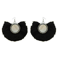 Jeweljunk Black Thread Silver Plated Earrings - 1308350K