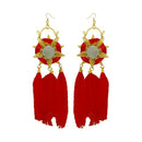 Jeweljunk Gold Plated Red Feather Earrings - 1308353A