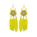 Jeweljunk Gold Plated Yellow Feather Earrings - 1308353B