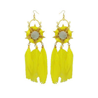 Jeweljunk Gold Plated Yellow Feather Earrings - 1308353B