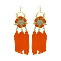 Jeweljunk Gold Plated Orange Feather Earrings - 1308353C