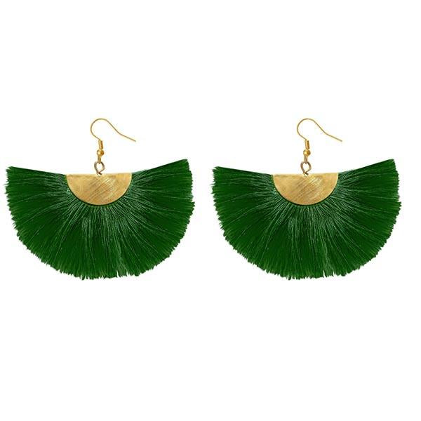 Jeweljunk Green Thread Gold Plated Earrings - 1308354F