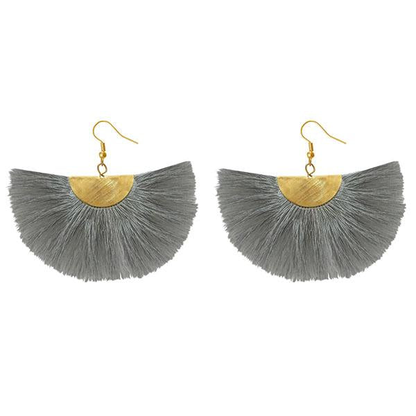 Jeweljunk Grey Thread Gold Plated Earrings - 1308354J