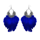 Jeweljunk Blue Feather Rhodium Plated Afghani Earrings - 1308355D