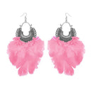 Jeweljunk Pink Feather Rhodium Plated Afghani Earrings - 1308355E
