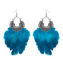 Jeweljunk Blue Feather Rhodium Plated Afghani Earrings - 1308355G