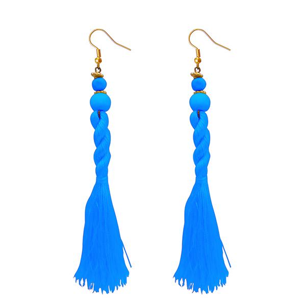 Jeweljunk Blue Beads Thread Earrings - 1308356B