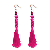Jeweljunk Pink Beads Thread Earrings - 1308356C