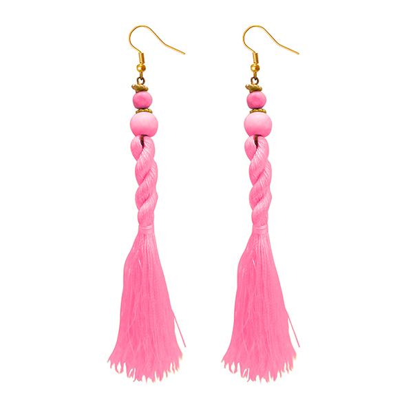Tip Top Fashions Pink Beads Thread Earrings - 1308356H