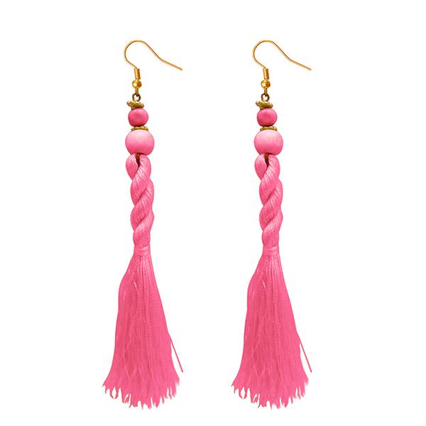 Jeweljunk Pink Beads Thread Earrings - 1308356J