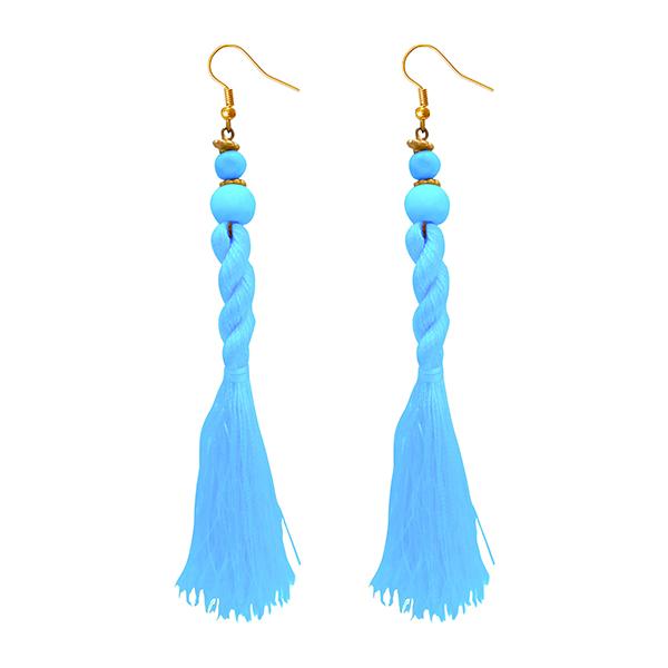 Jeweljunk Blue Beads Thread Earrings - 1308356M