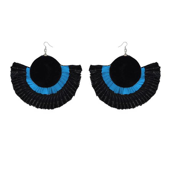 Tip Top Fashions Blue And Black Thread Earrings - 1308357A
