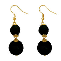 Jeweljunk Black Thread Gold Plated Dangler Earrings - 1308359C