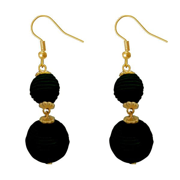 Jeweljunk Black Thread Gold Plated Dangler Earrings - 1308359C