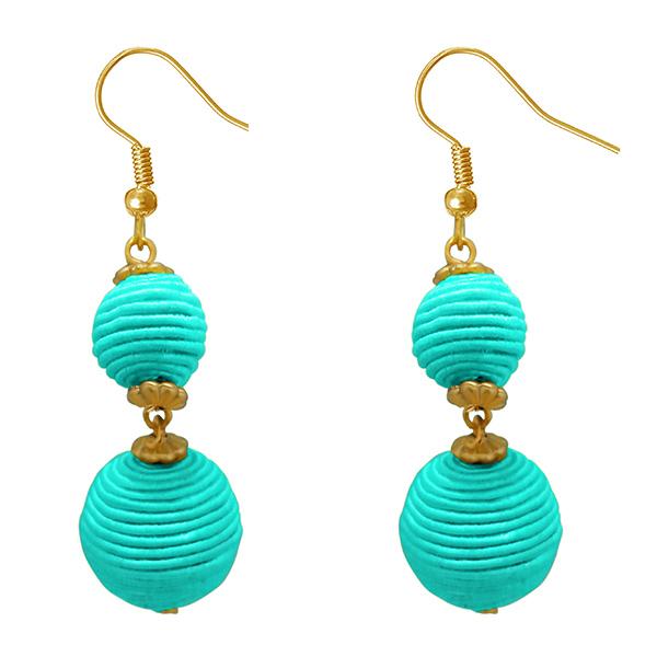 Tip Top Fashions Blue Thread Gold Plated Dangler Earrings - 1308359D