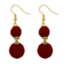 Jeweljunk Maroon Thread Gold Plated Dangler Earrings - 1308359E