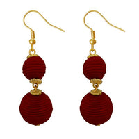Jeweljunk Maroon Thread Gold Plated Dangler Earrings - 1308359E