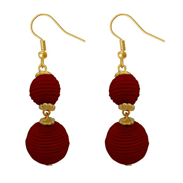 Jeweljunk Maroon Thread Gold Plated Dangler Earrings - 1308359E