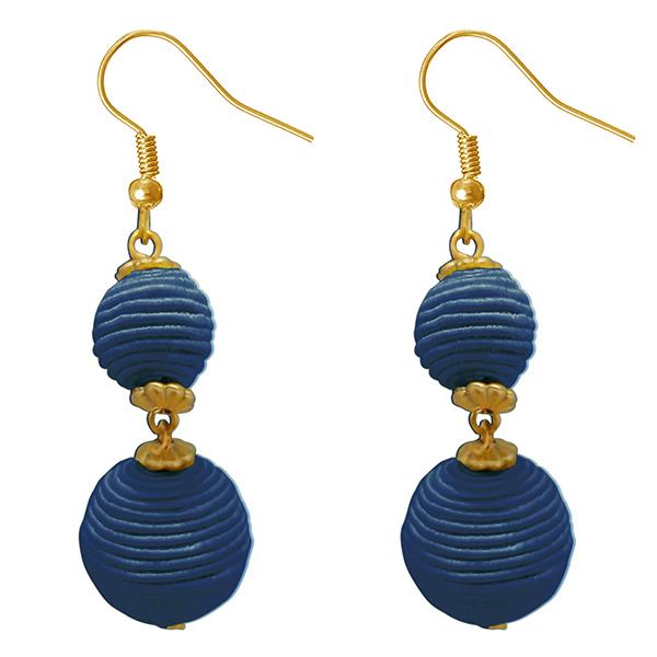 Jeweljunk Blue Thread Gold Plated Dangler Earrings - 1308359G
