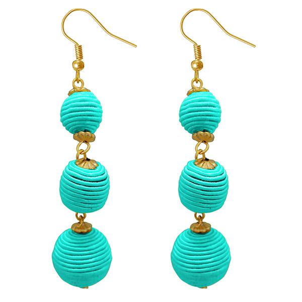Tip Top Fashions Blue Thread Gold Plated Dangler Earrings - 1308360B