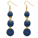 Jeweljunk Blue Thread Gold Plated Dangler Earrings - 1308360F