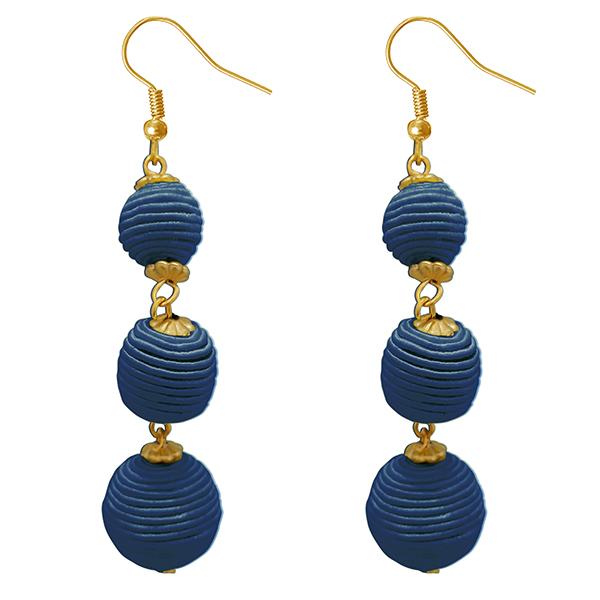 Jeweljunk Blue Thread Gold Plated Dangler Earrings - 1308360F