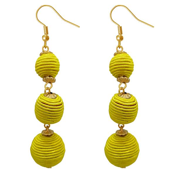 Tip Top Fashions Yellow Thread Gold Plated Dangler Earrings - 1308360I