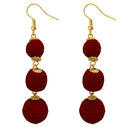 Jeweljunk Maroon Thread Gold Plated Dangler Earrings - 1308360J
