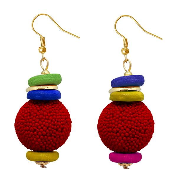 Jeweljunk Gold Plated Red Beads Dangler Earrings - 1308361D