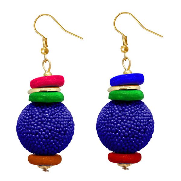 Tip Top Fashions Gold Plated Blue Beads Dangler Earrings - 1308361E