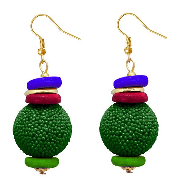 Tip Top Fashions Gold Plated Green Beads Dangler Earrings - 1308361J