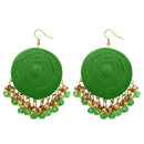 Jeweljunk Green Bead Drop Thread Earrings - 1308363B