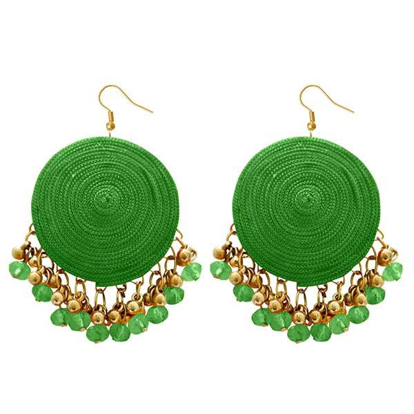 Jeweljunk Green Bead Drop Thread Earrings - 1308363B