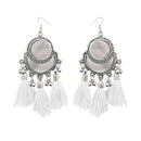 Jeweljunk White Thread Rhodium Plated Tassel Earrings - 1308364A