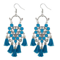 Jeweljunk Blue Thread Afghani Afghani Tassel Earrings - 1308365B