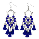 Jeweljunk Blue Thread Meenakari Afghani Tassel Earrings - 1308365F