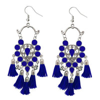 Jeweljunk Blue Thread Meenakari Afghani Tassel Earrings - 1308365F