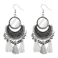 Jeweljunk White Thread Afghani Tassel Earrings - 1308366A