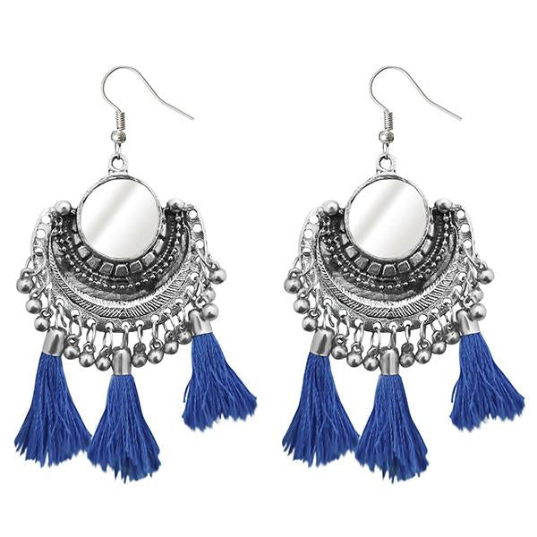 Jeweljunk Blue Thread Afghani Thread Earrings - 1308366D