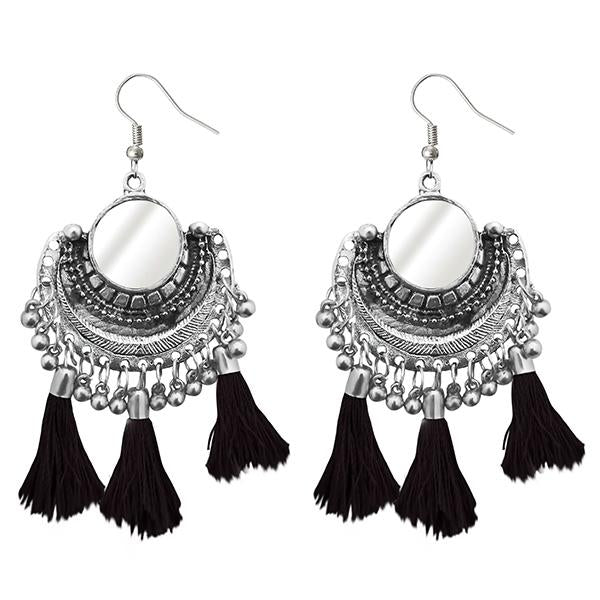 Jeweljunk Black Thread Afghani Tassel Earrings - 1308366F