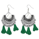 Jeweljunk Green Thread Afghani Tassel Earrings - 1308366J