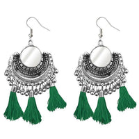 Jeweljunk Green Thread Afghani Tassel Earrings - 1308366J