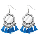 Jeweljunk Blue Thread Rhodium Plated Thread Earrings - 1308367B
